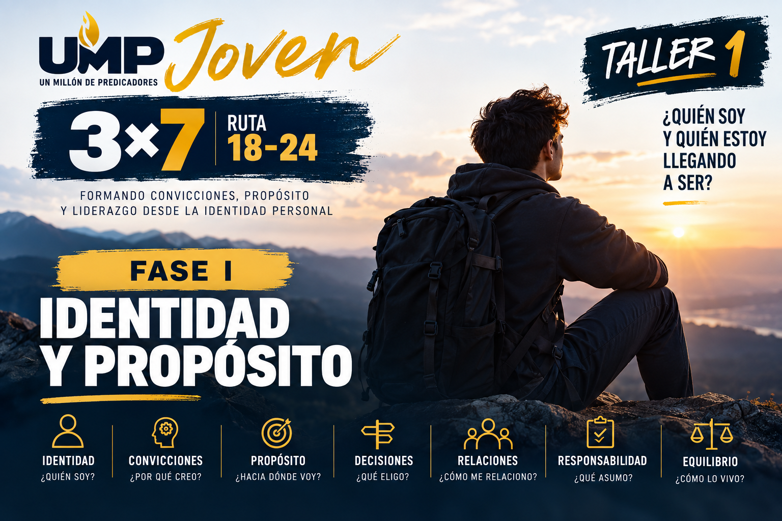 Imagen de producto para Un Millón de Predicadores | UMP Joven 3×7 | FASE I — IDENTIDAD Y PROPÓSITO | Ruta 18–24