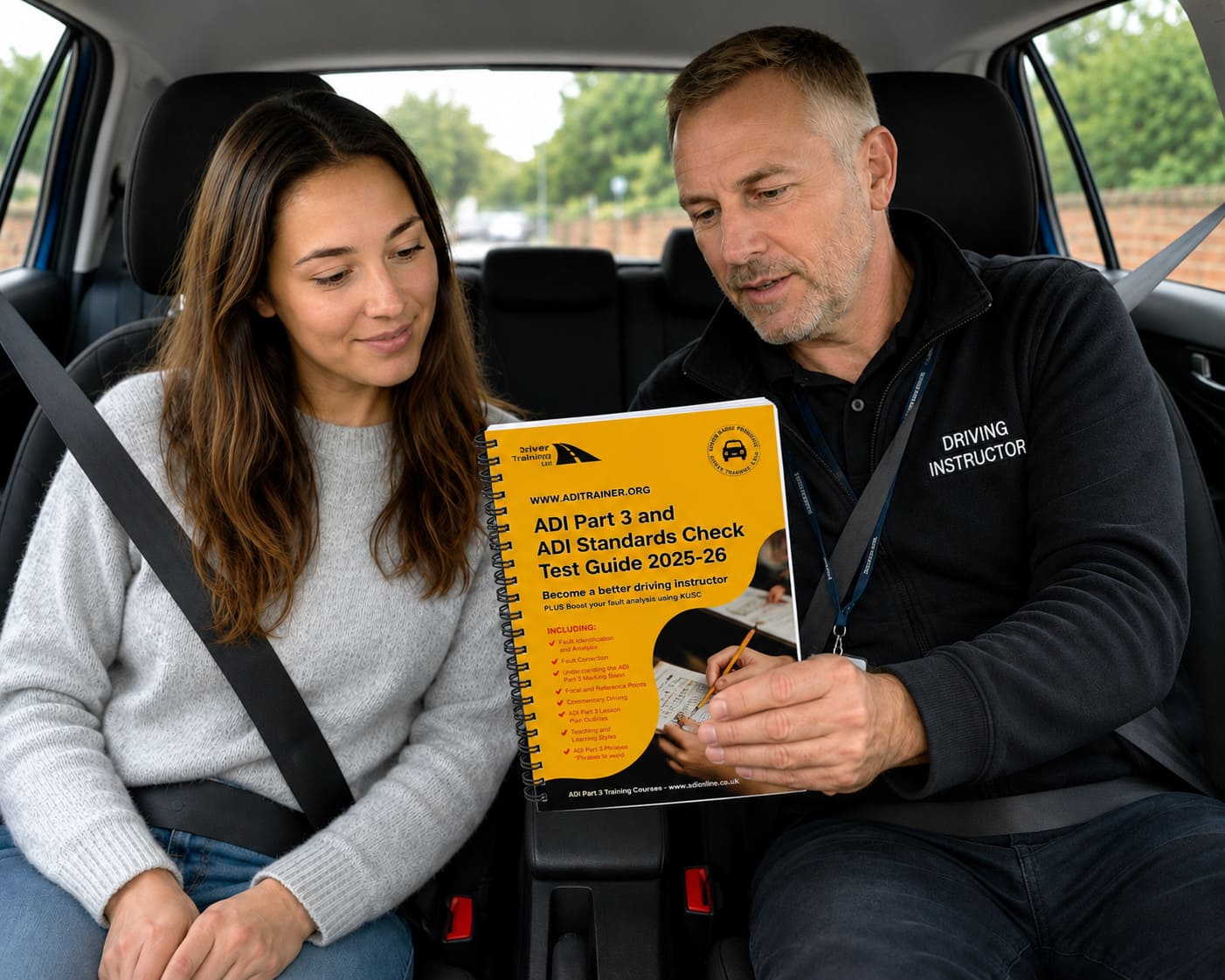  ADI Part 3 and ADI Standards Check Test Guide   Including  ✓Fault Identification and Analysis  ✓Fault Correction  ✓Learning and Teaching Styles  ✓Understanding the ADI Part 3 Marking Sheet  ✓Focal and Reference Points  ✓Commentary driving  ✓ADI Part 3 Lesson Plan Outlines  ✓Teaching and Learning Styles  ✓ADI Part 3 Phrases