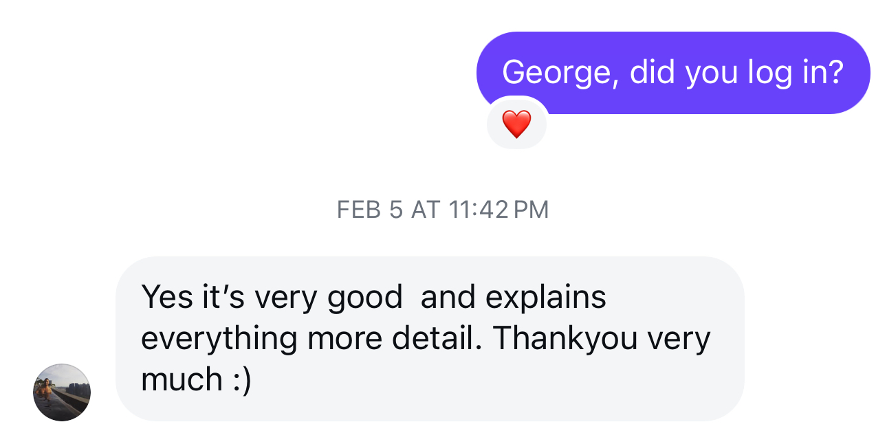 Real customer message