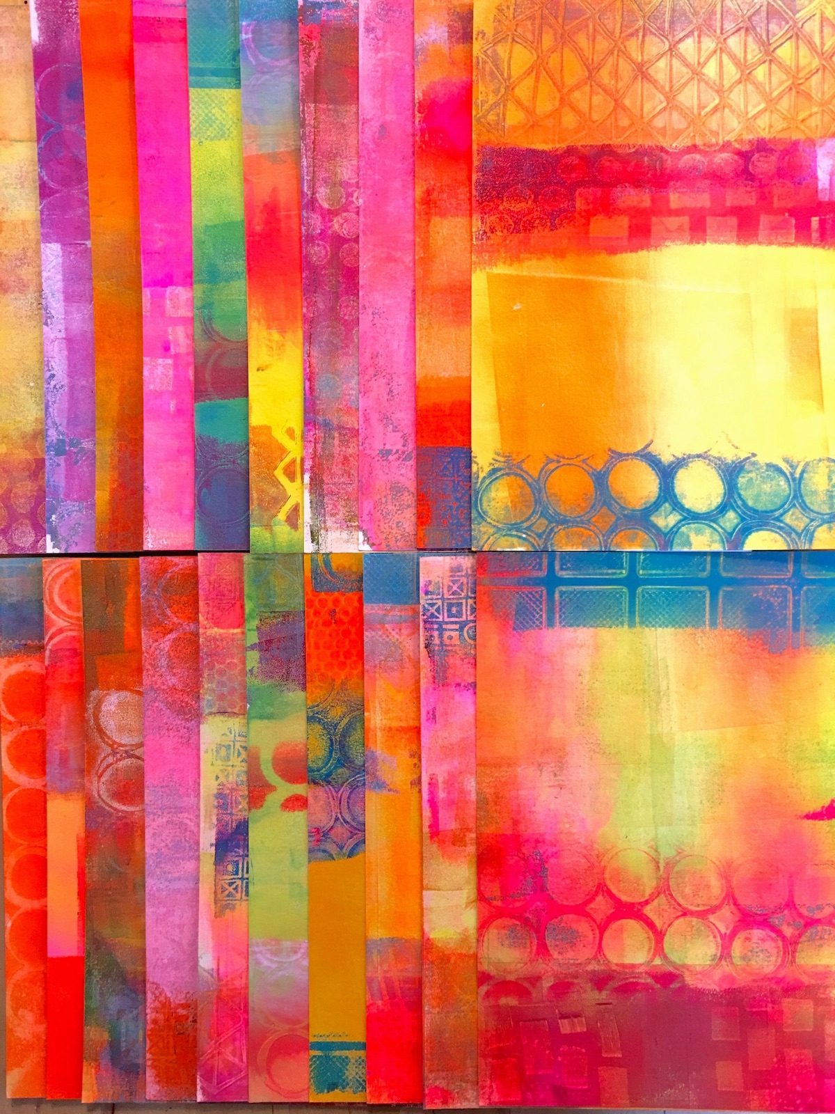 Layered neon print strips
