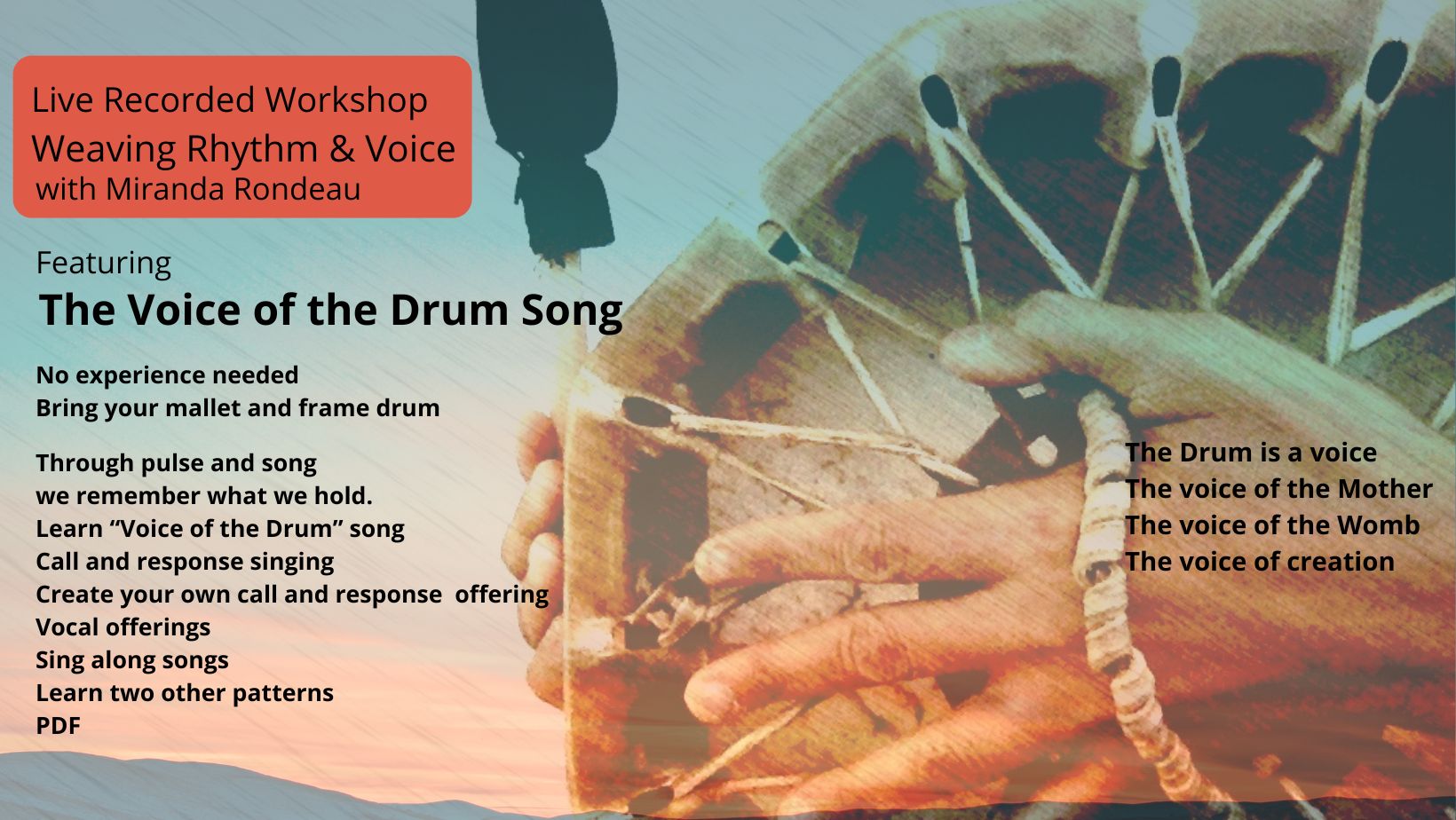Product image for Live Recorded Voice of the Drum with Mallet Weaving Rhythm and Voice Workshop