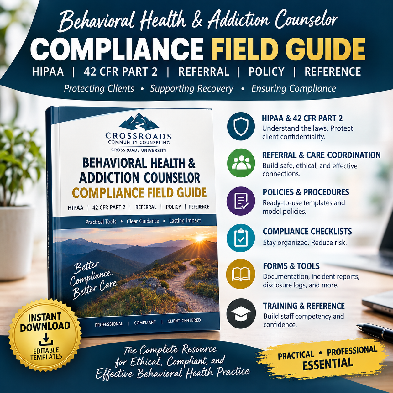 Product image for HIPAA BEHAVIORAL HEALTH & ADDICTION COUNSELOR FIELD GUIDE