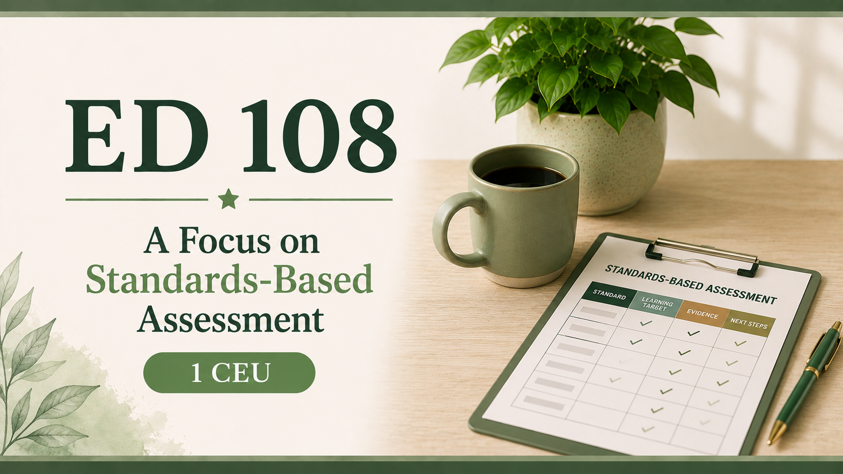 Product image for ED 108 A Focus on Standards-Based Assessment (1 CEU - 15 Clock Hours)