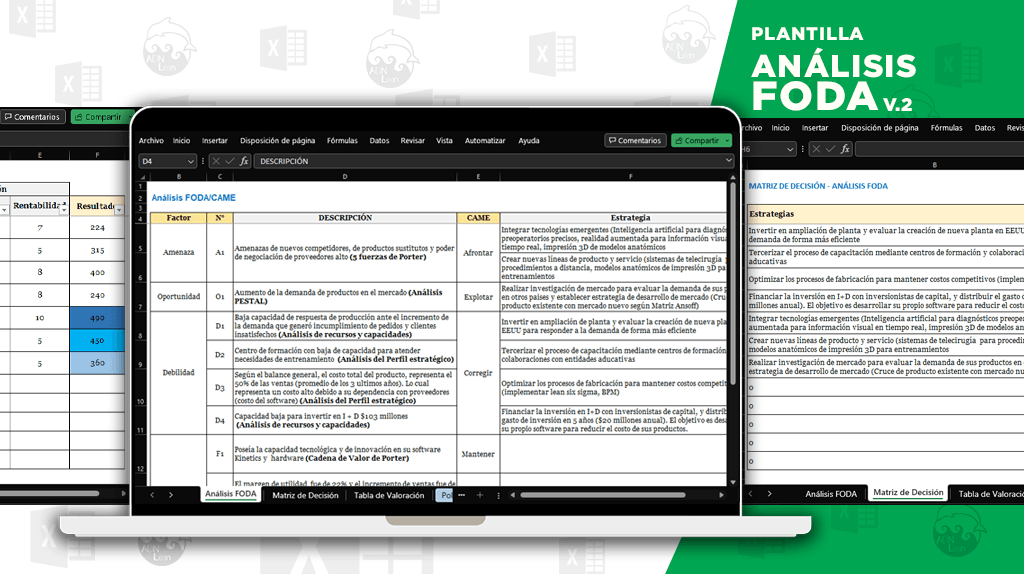 Imagen de producto para ANÁLISIS FODA | PLANTILLA EXCEL VERSIÓN 2