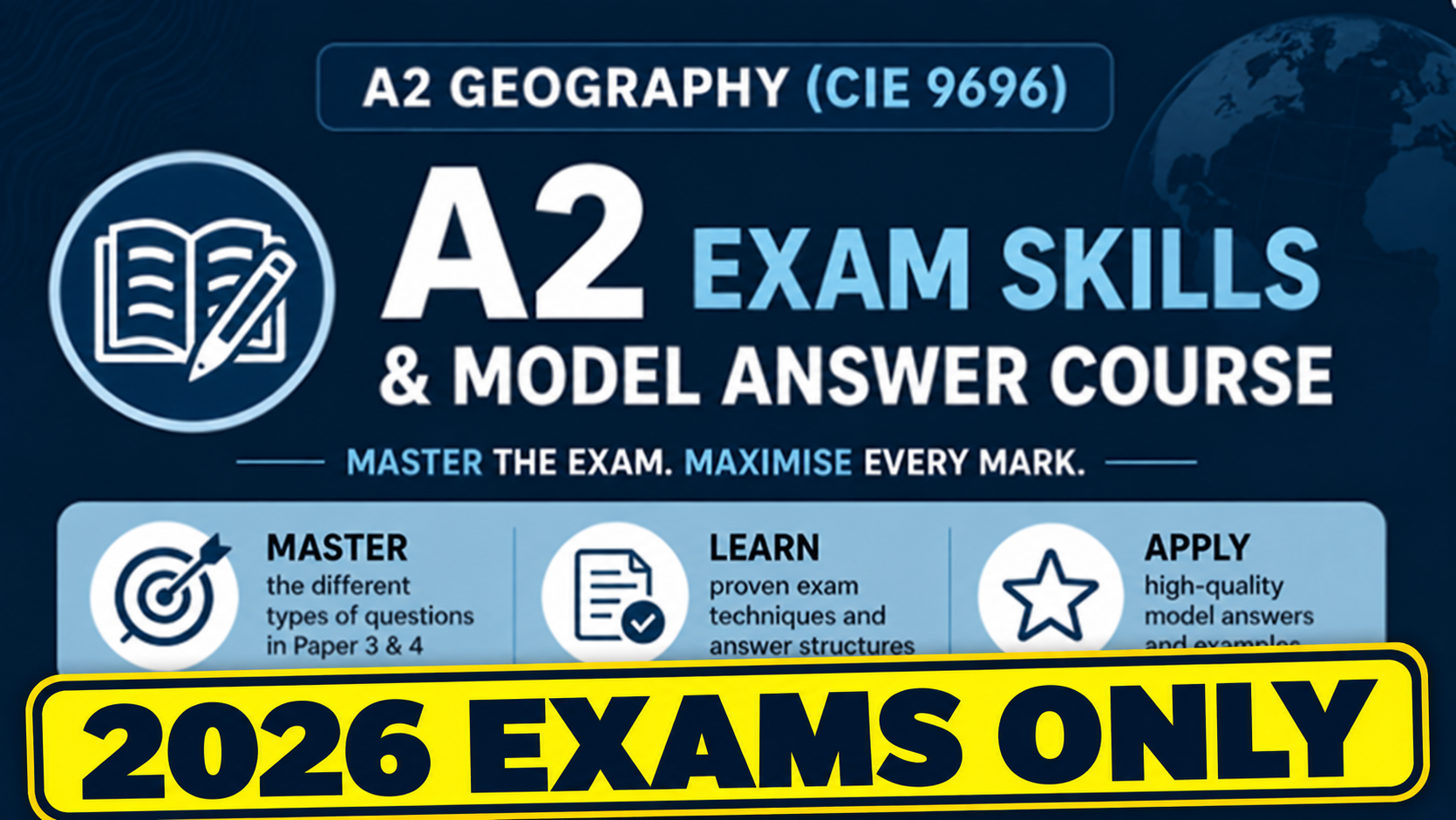 Product image for Former  2026 exams A2 Geography (CIE 9696) - Exam Skills & Model Answer, Paper 3 & 4  for 2026