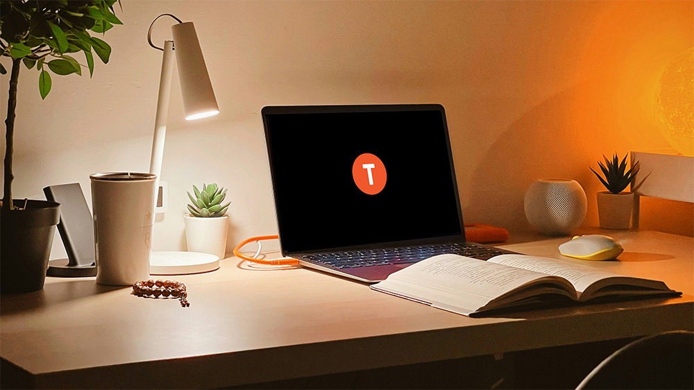A laptop on a desk