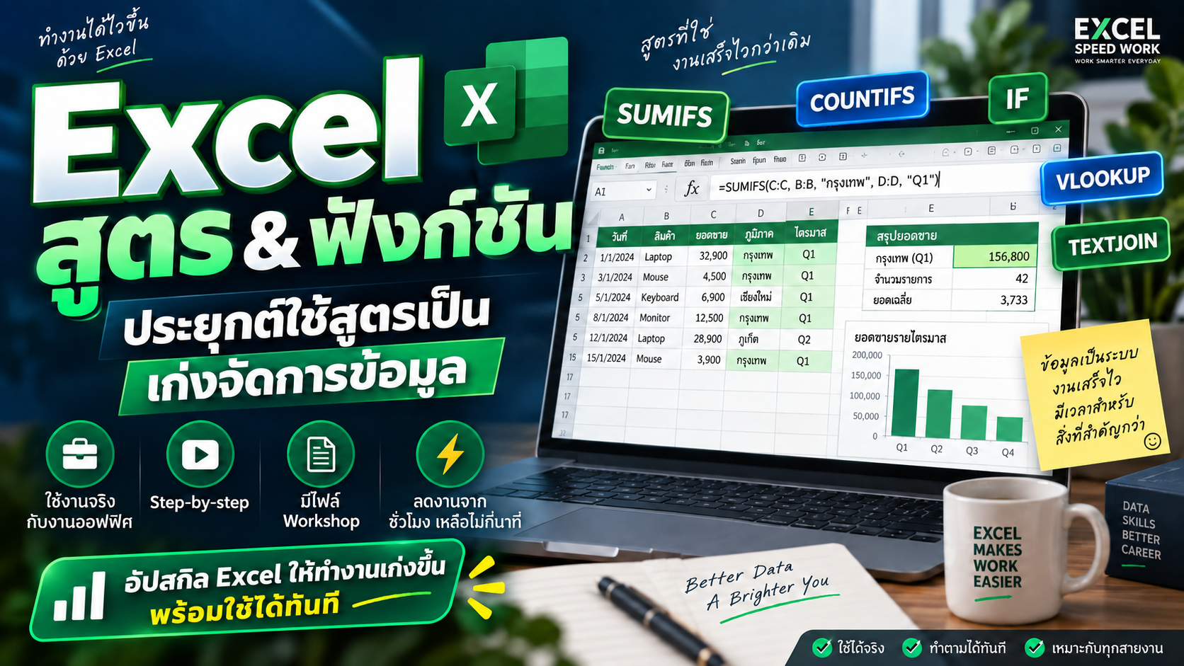 Product image for คอร์ส Excel สูตร & ฟังก์ชัน — โปร 399 บาท