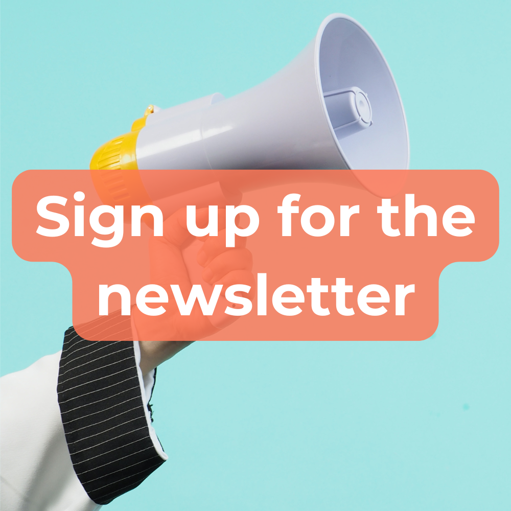 A hand holds a megaphone to advertise the Untired Me bedtime procrastination newsletter