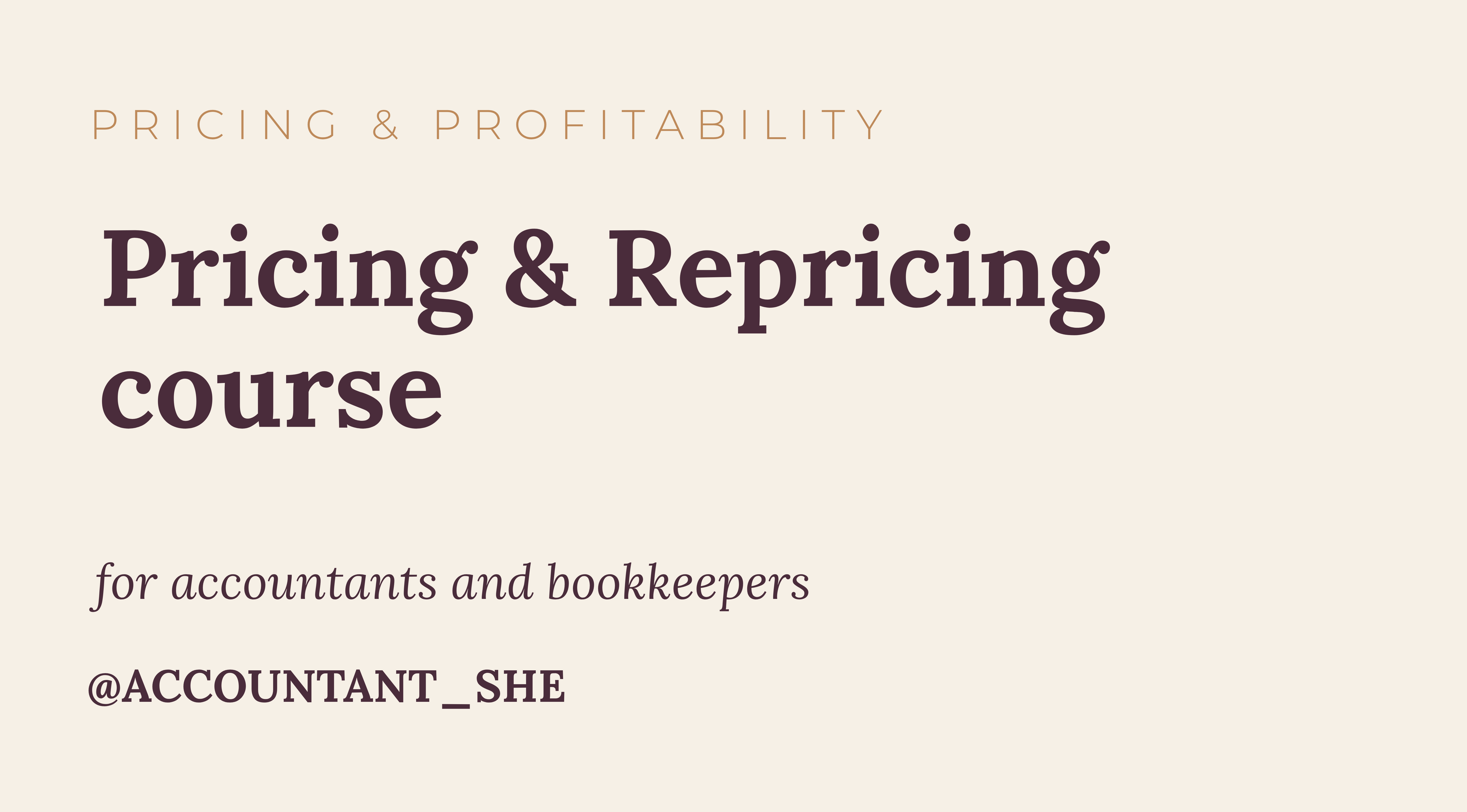 Product image for pricing & repricing course for accountants and bookkeepers