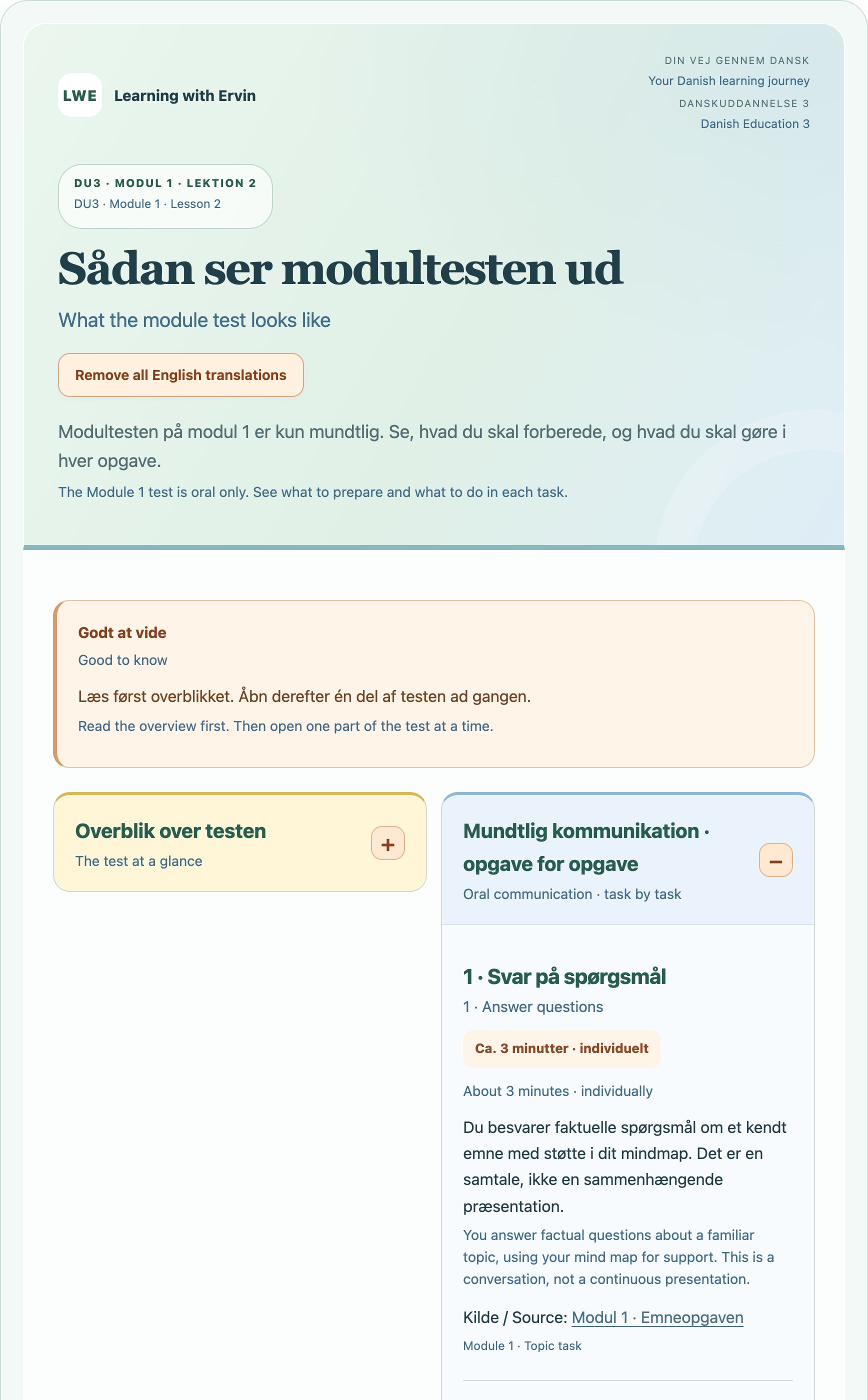 Modultesten: Hvad du skal kunne, og hvordan testen foregår.
