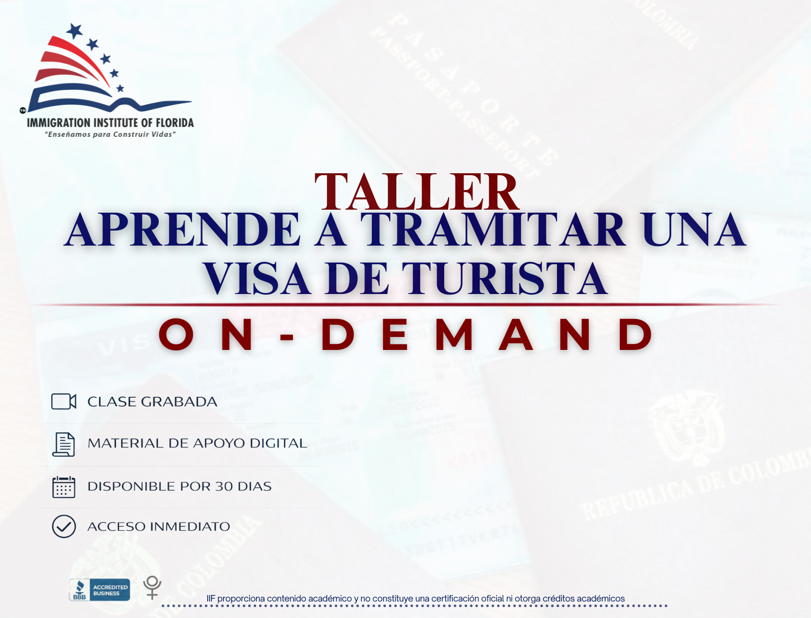 Product image for TALLER: APRENDE A TRAMITAR UNA VISA DE TURISTA