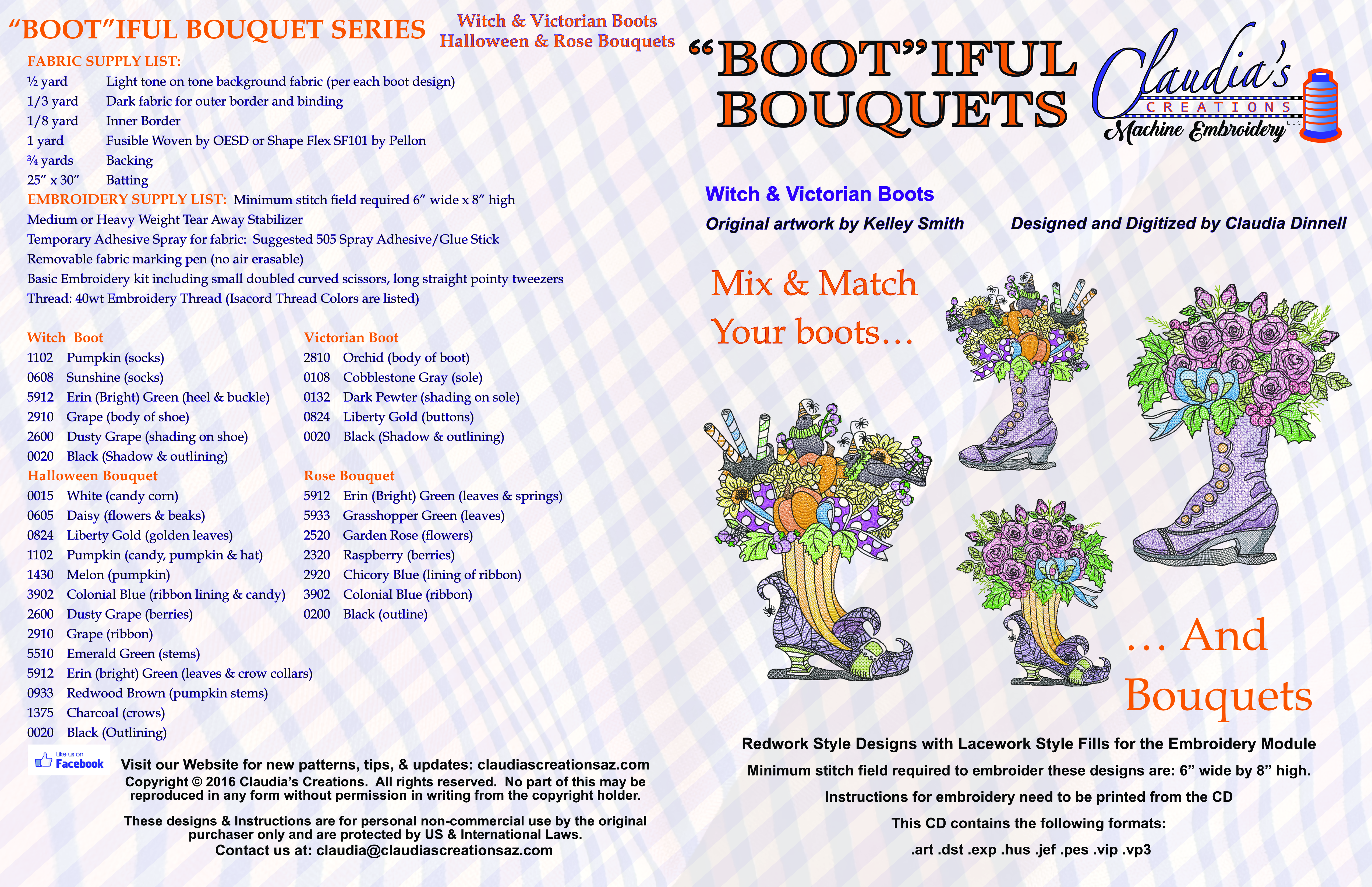 Product image for "Boot"iful Bouquet Series - Witch/Victorian Boots & Halloween/Rose Bouquets
