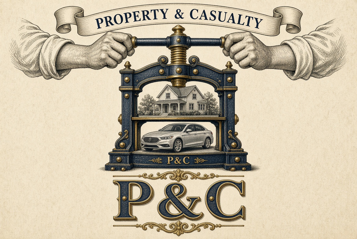 The stylized and branded logo for the Property and Casualty Course