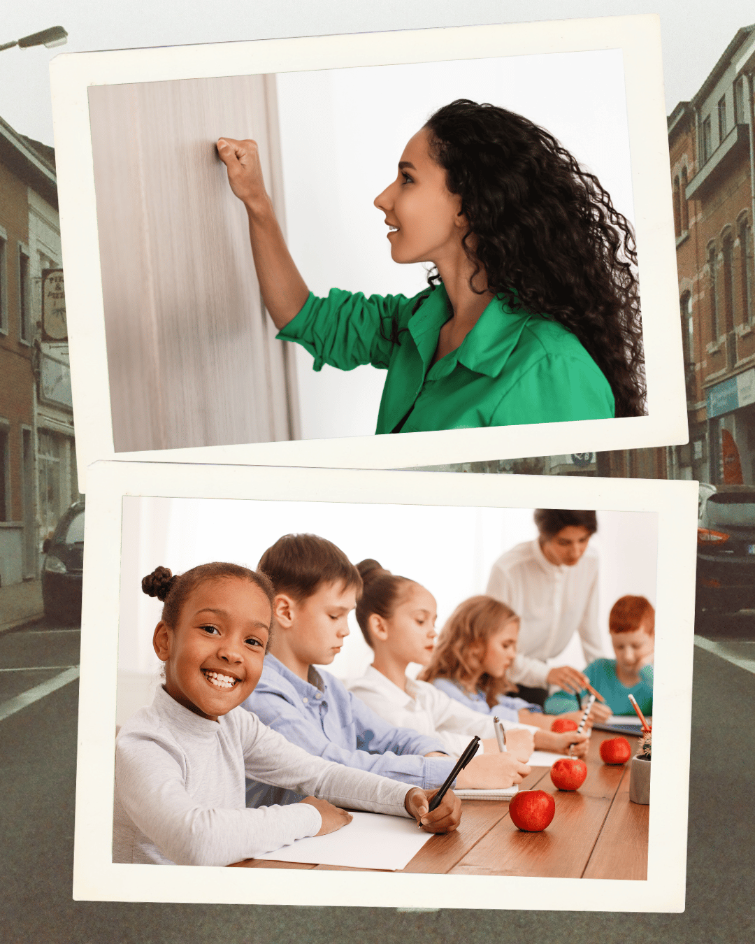 Decorative text with an image of 3 skeletons doing yoga poses and decorative text.