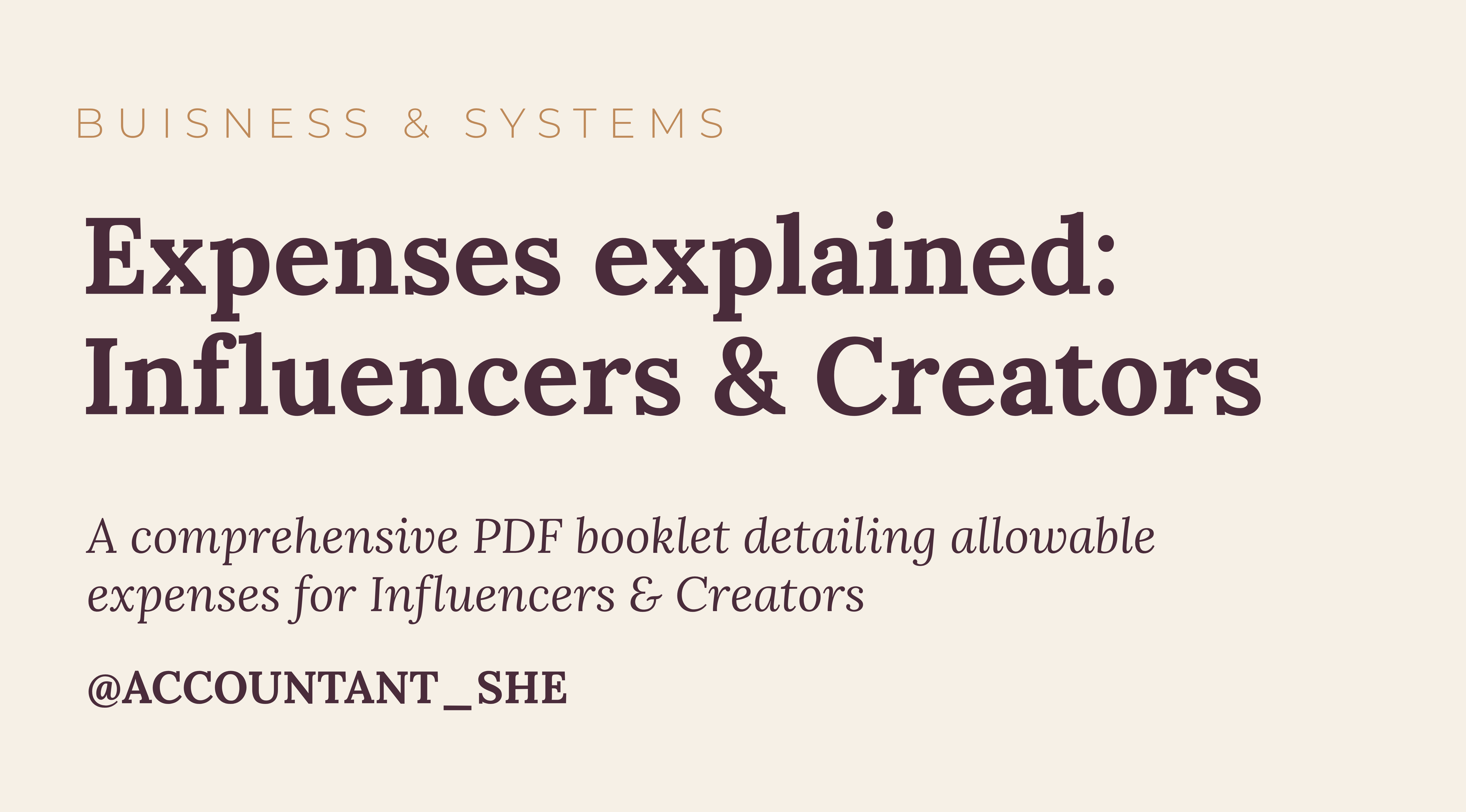 Product image for Allowable expense queries  for influencers