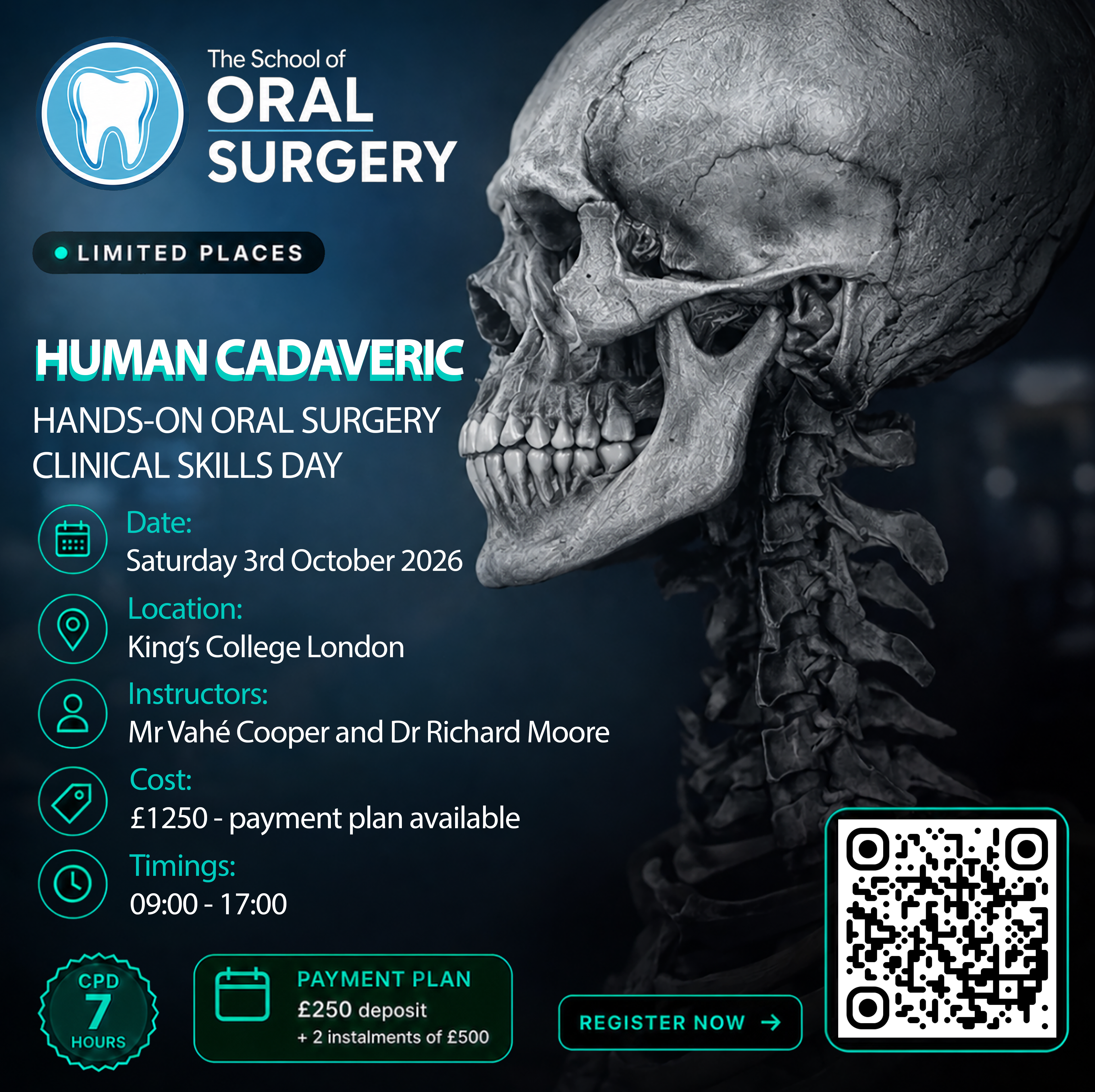 Product image for HUMAN CADAVERIC HANDS-ON ORAL SURGERY CLINICAL SKILLS DAY - Saturday 3rd October 2026