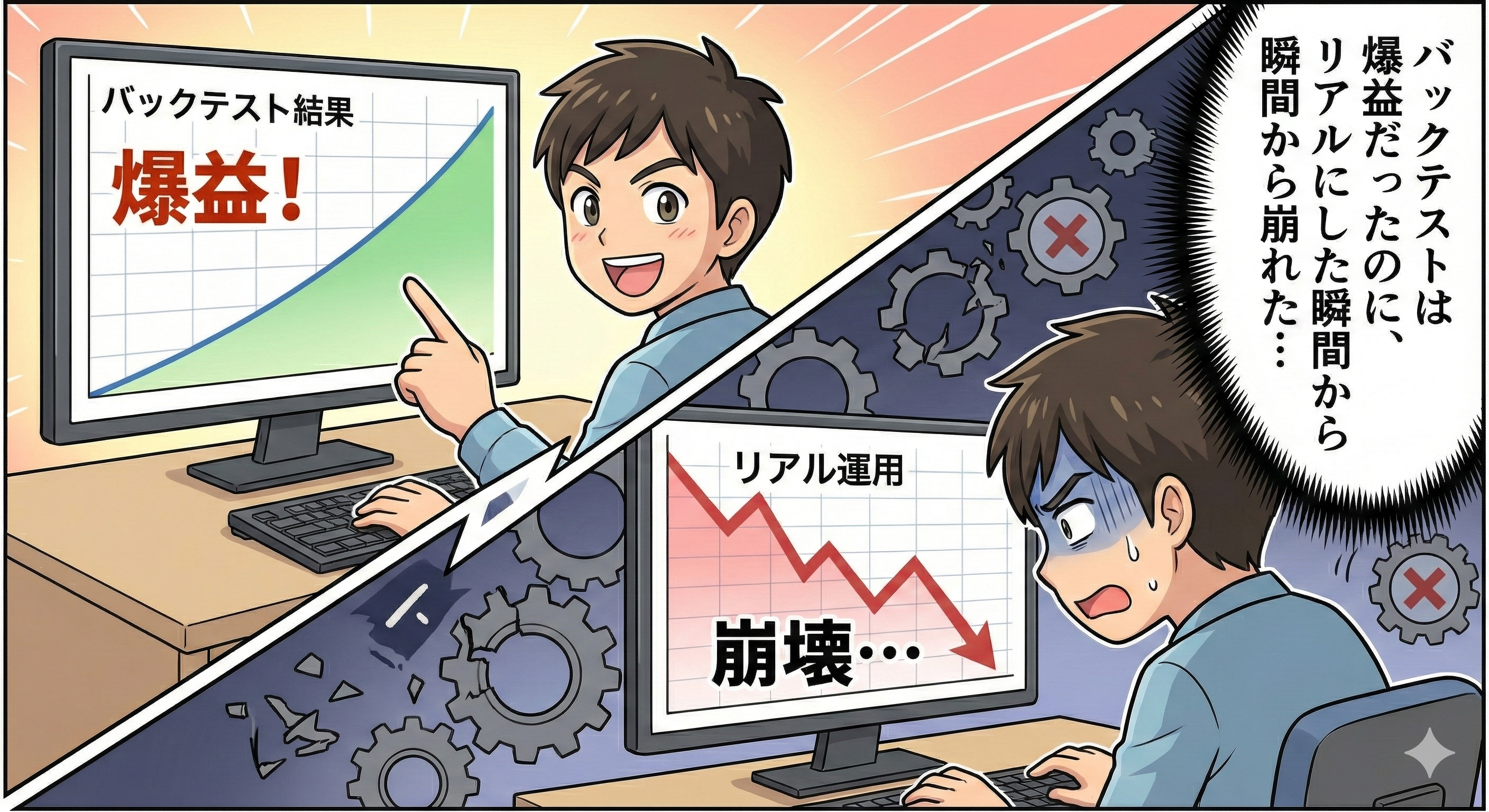 バックテストは爆益だったのに、リアルにした瞬間から崩れた