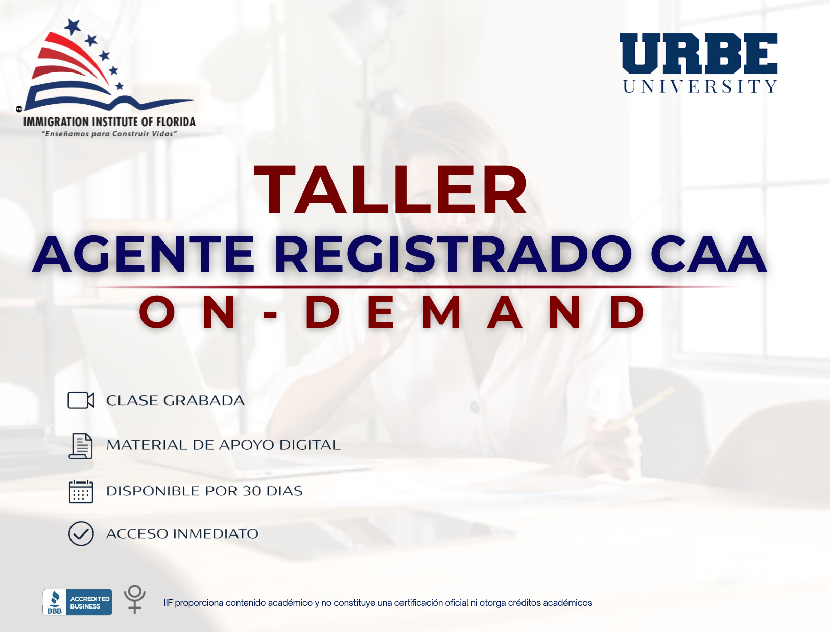 Product image for TALLER: AGENTE REGISTRADO CAA