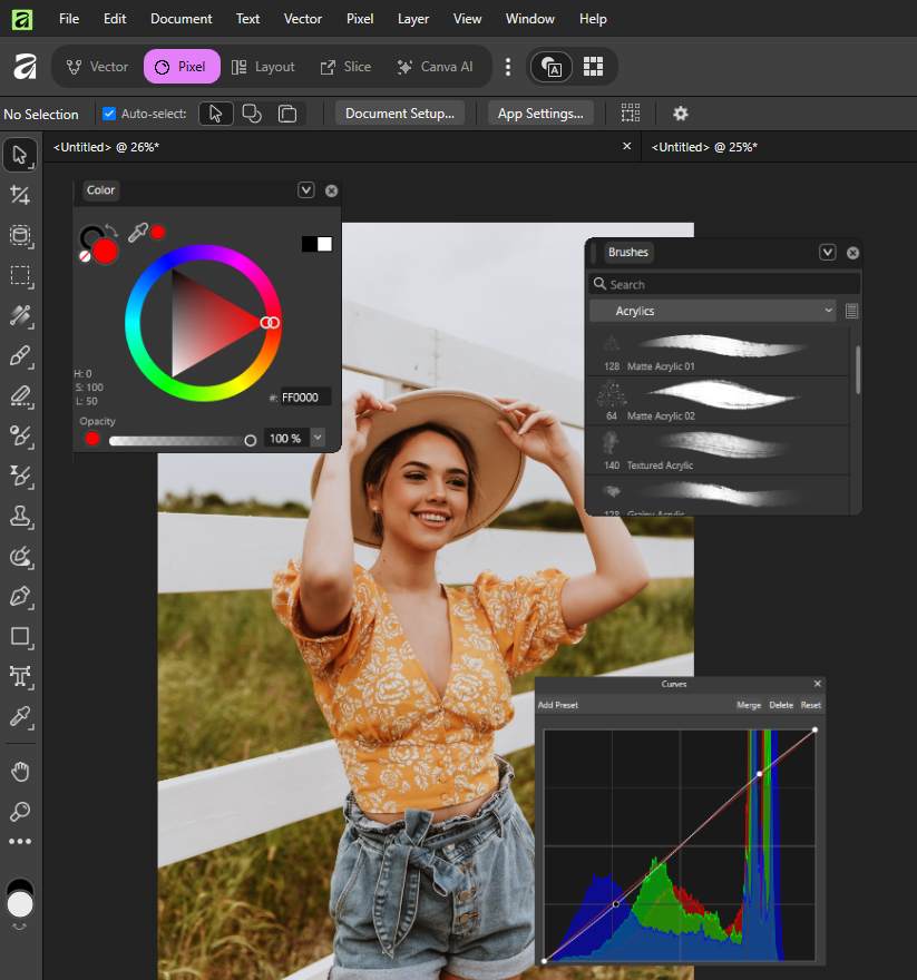 Affinity V3 interface with a photo edit in progress