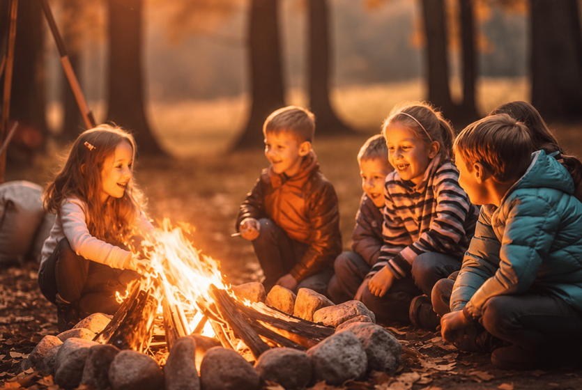 Kids around the campfire picture