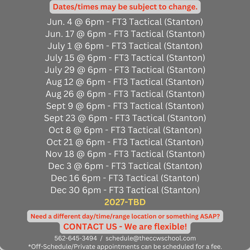 OCSD CCW Schedule