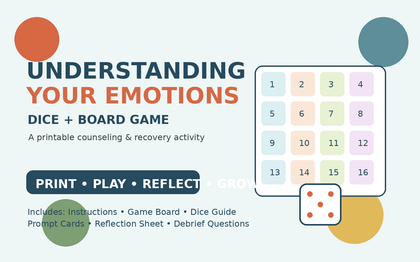 Product image for UNDERSTANDING YOUR EMOTIONS A Therapeutic Dice & Board Game for Emotional Awareness, Coping & Communication
