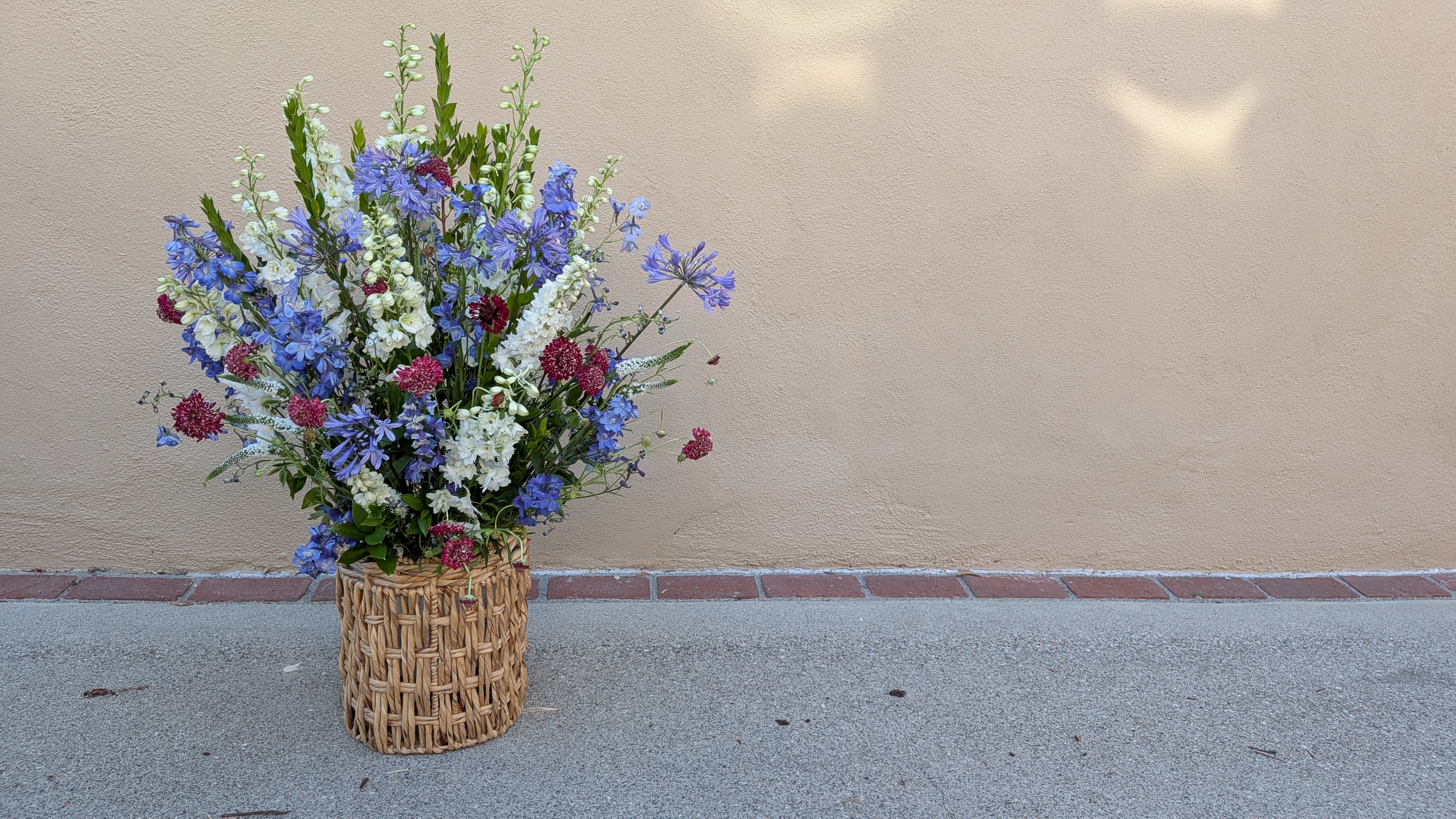 Basket Red, White and Blue Flowers