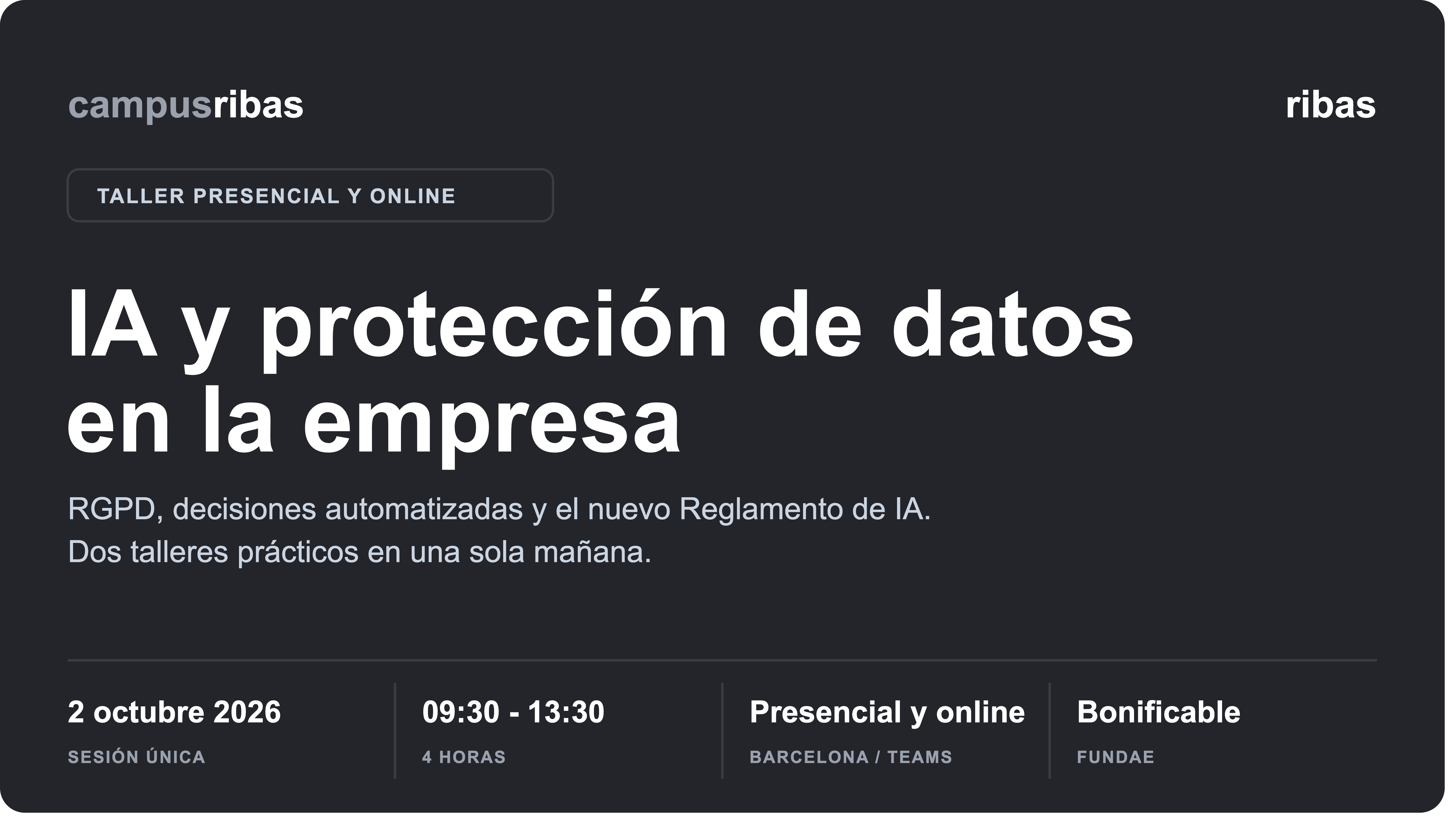 Imagen de producto para Taller IA y protección de datos en la empresa