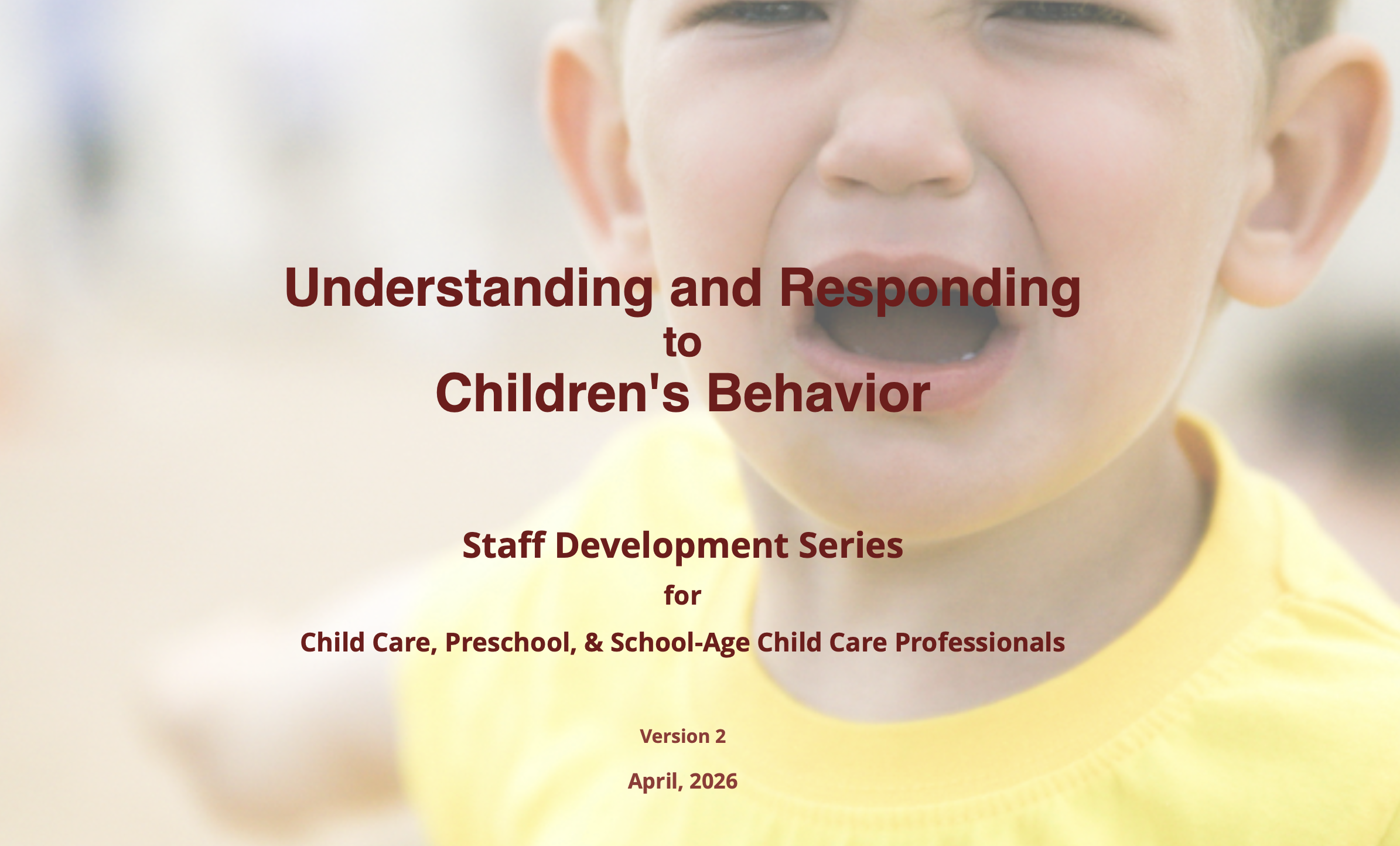 Product image for Understanding and Responding to Children's Behavior Staff Development Series