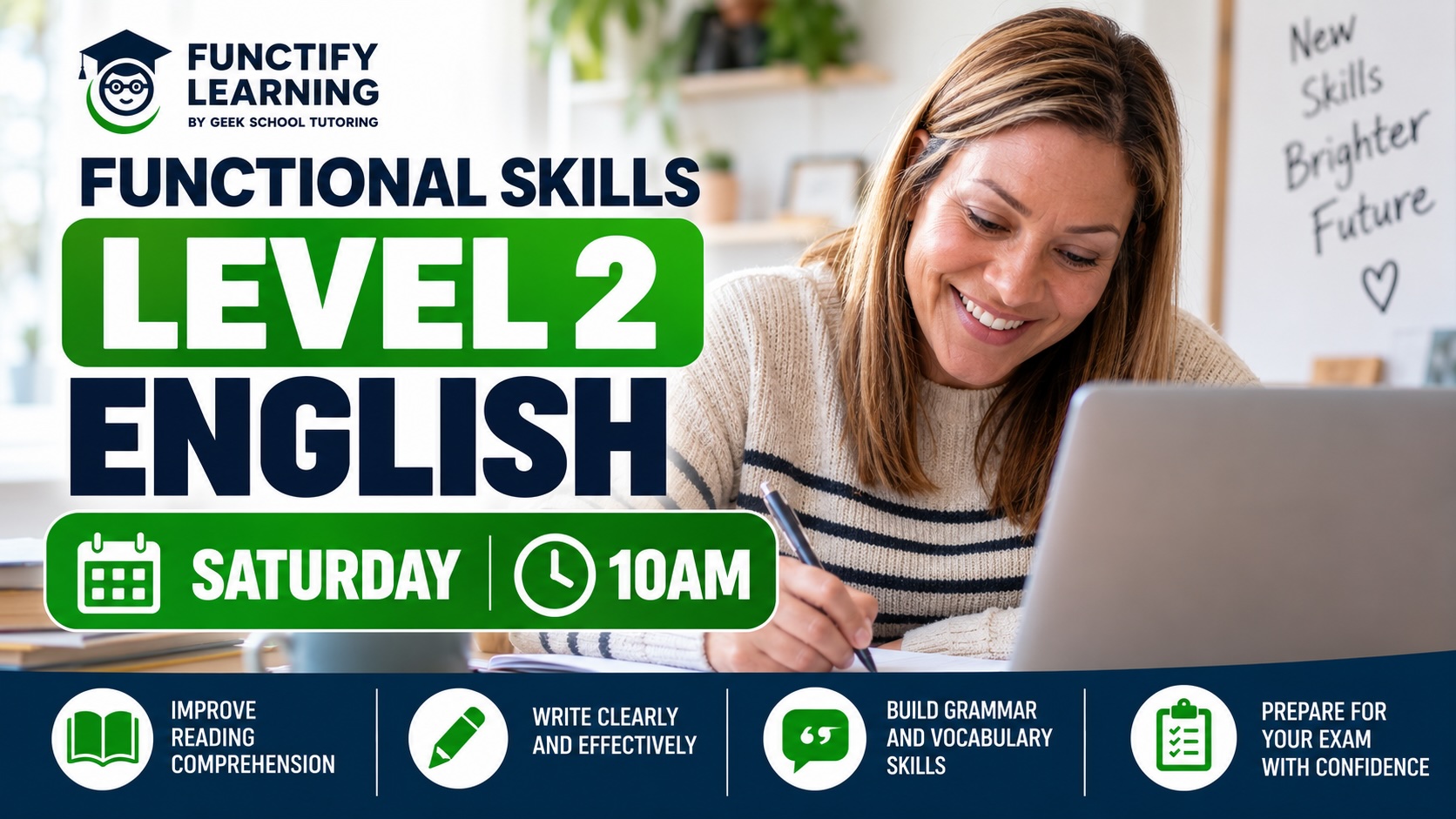 Product image for Functional Skills Level 2 English 10-Week Online Course (Saturday Morning, 11am-12pm)