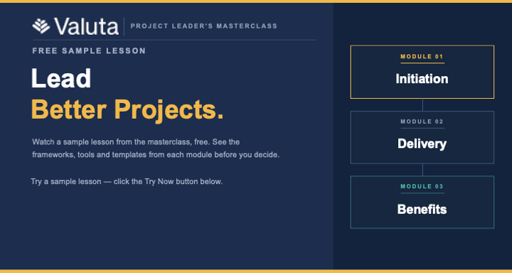 Product image for Project Leadership Masterclass – Free Sample Lessons