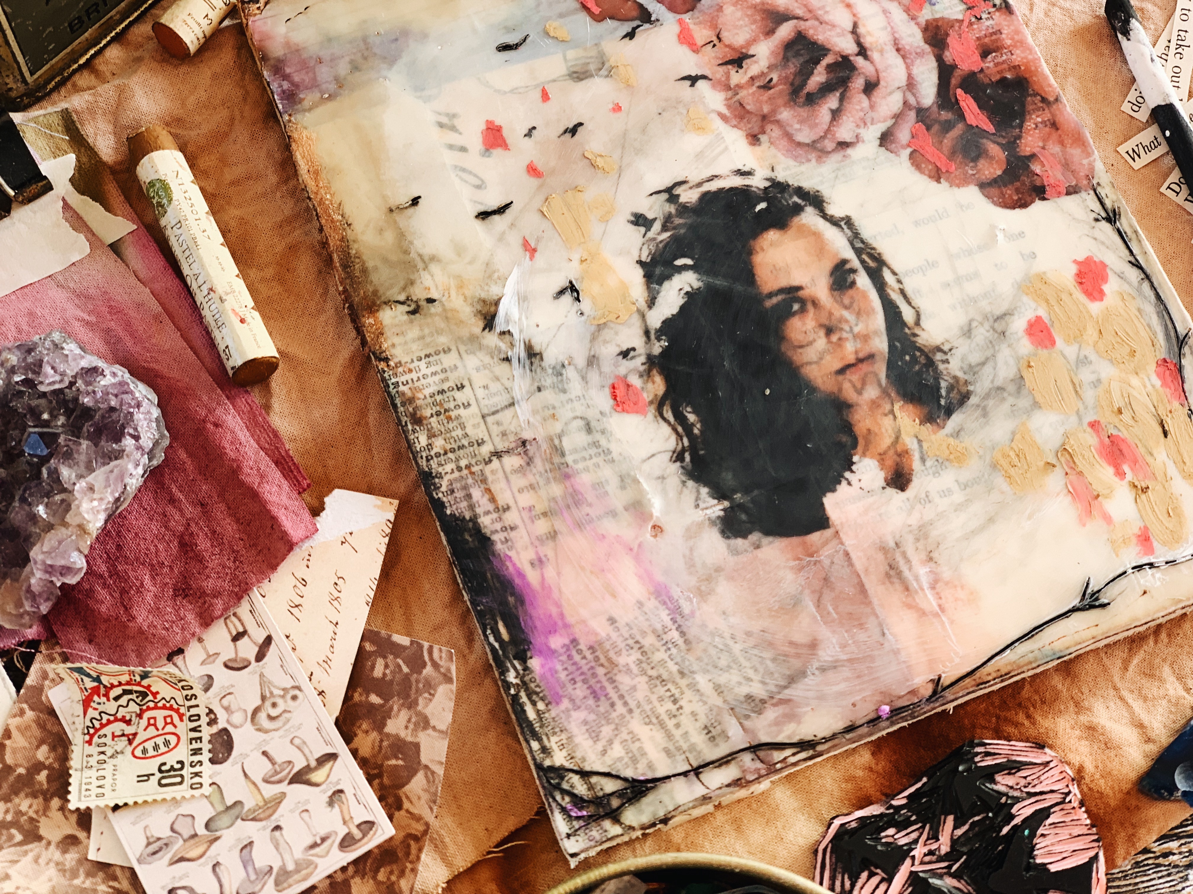 Colour image transfer with mixed-media encaustic techniques