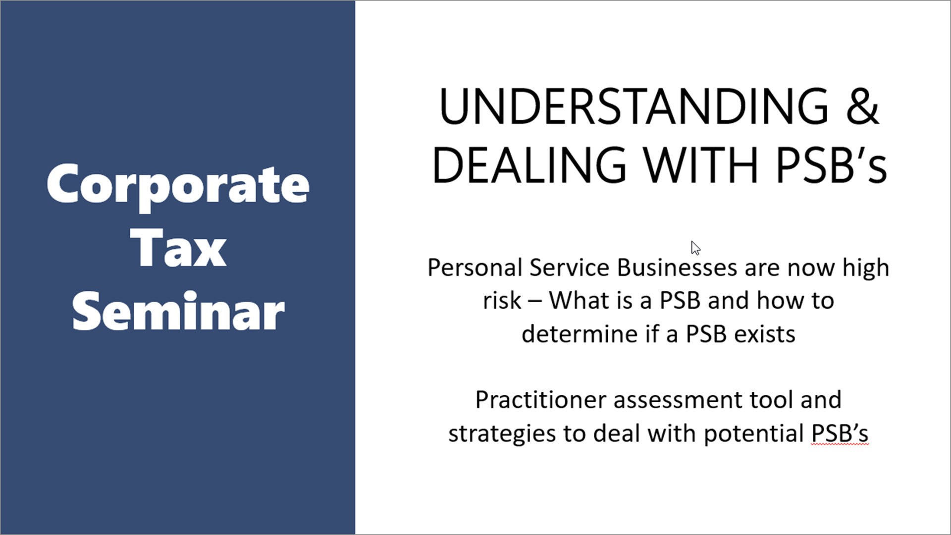 Product image for Dealing with Personal Service Businesses (PSB) 