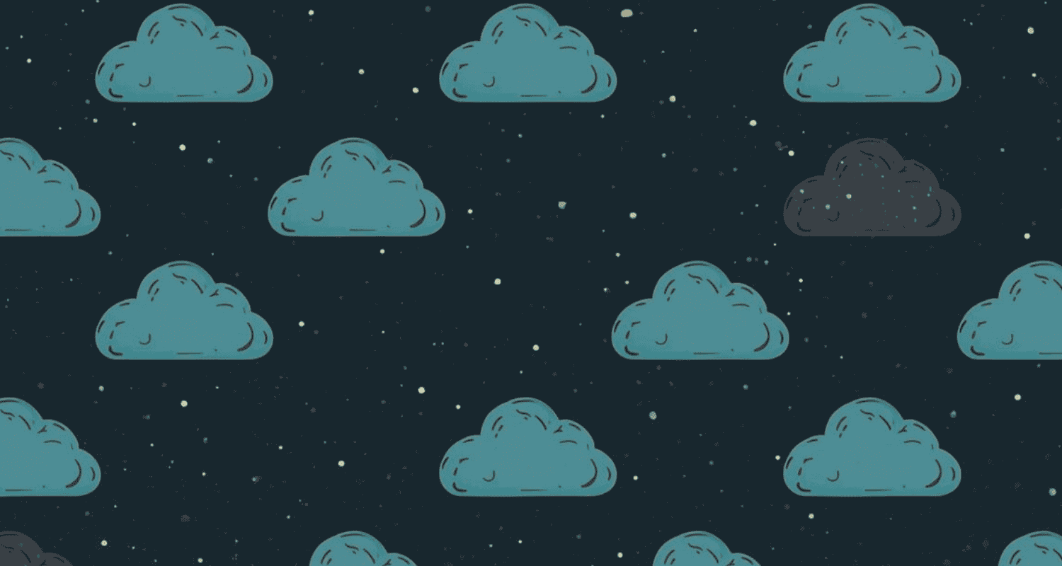 Dark turquoise clouds on a starry night