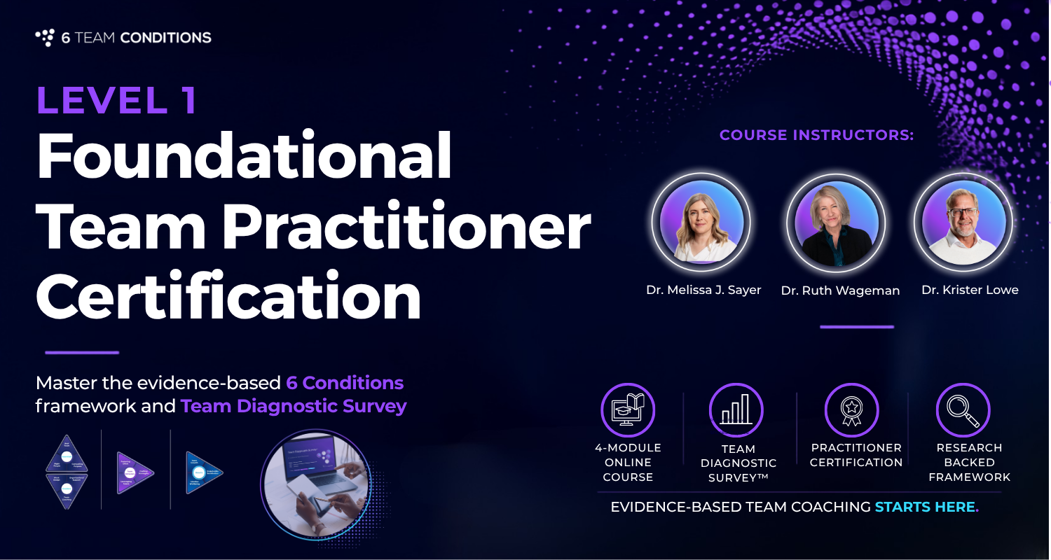 Product image for Level 1: Foundational Practitioner Certification: 6 Conditions & Team Diagnostic Survey (2026)