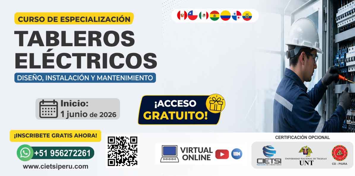 Imagen de producto para CURSO DE ESPECIALIZACIÓN EN DISEÑO, INSTALACIÓN Y MANTENIMIENTO DE TABLEROS ELÉCTRICOS 2026