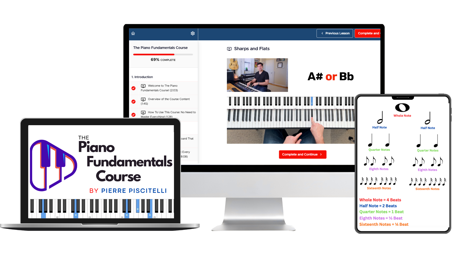 Works on desktop, tablet, and mobile — learn anywhere!