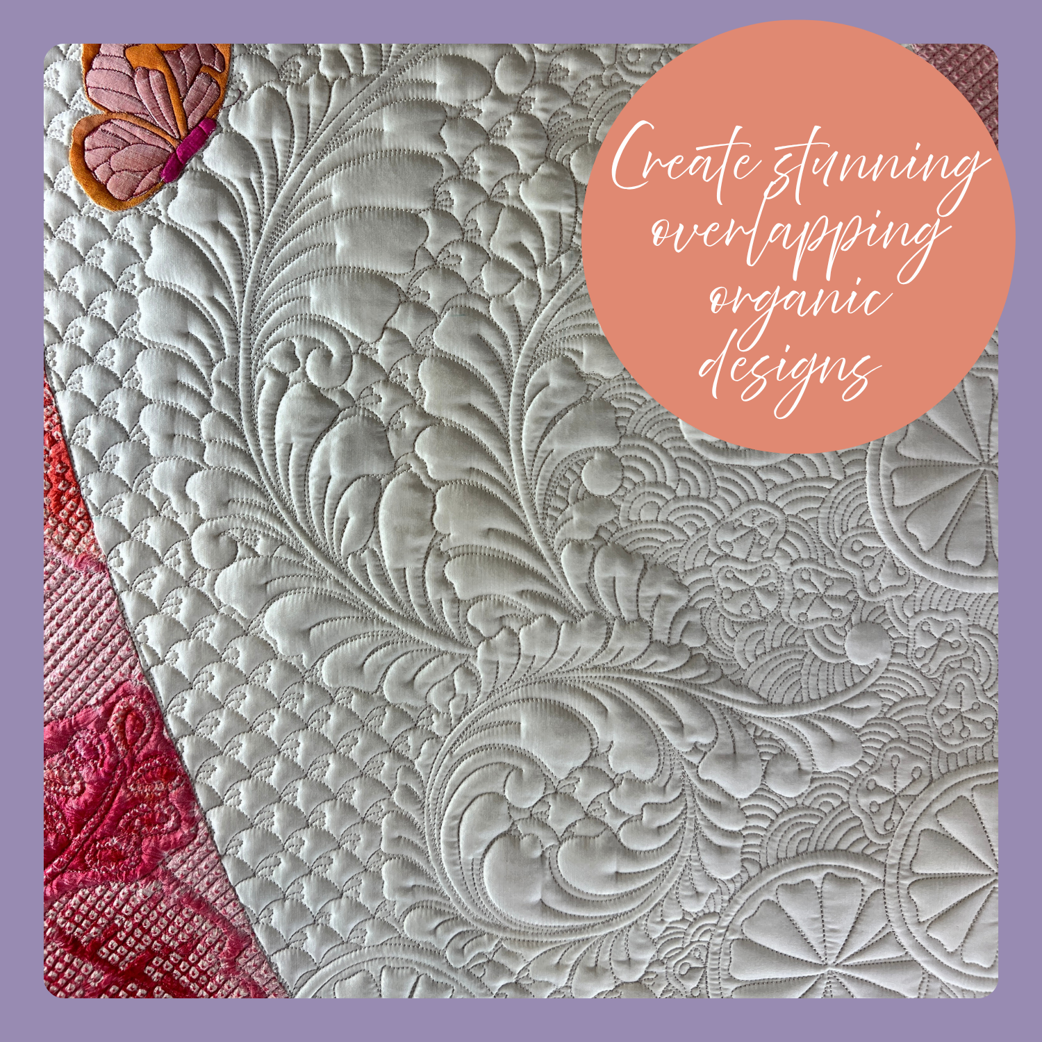 a quilt with overlapping feathers
