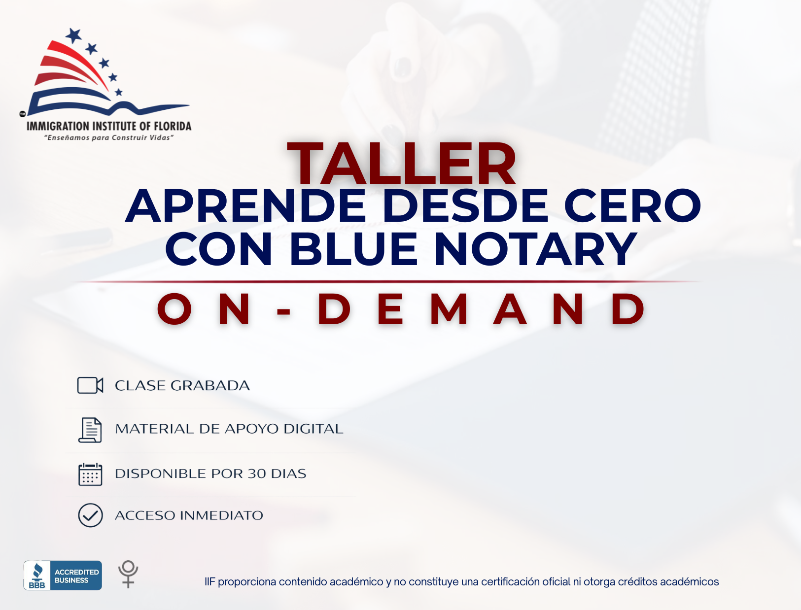 Product image for TALLER: APRENDE DESDE CERO CON BLUE NOTARY