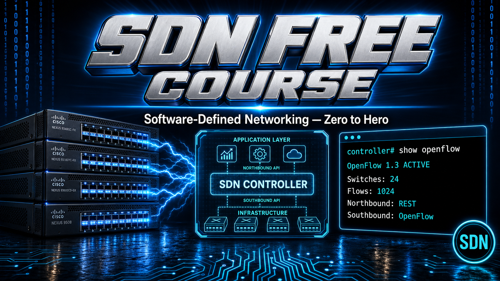 Product image for SDN Free Course 2026 — Software-Defined Networking Fundamentals: SDN Controllers, OpenFlow, Network Automation & SD-Access Basics by Triple CCIE