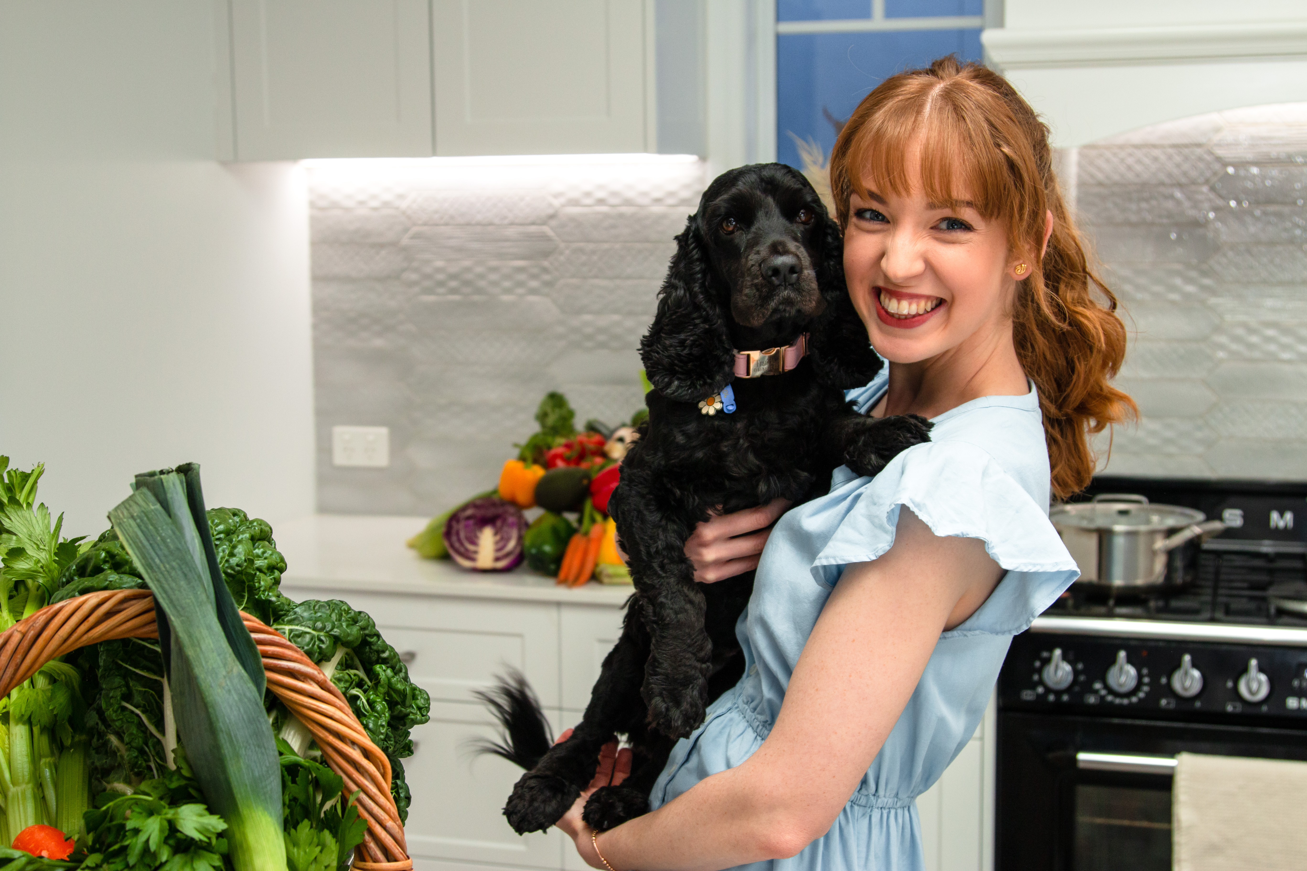 Black cocker spaniel with Issy Boccalatte dietitian brisbane