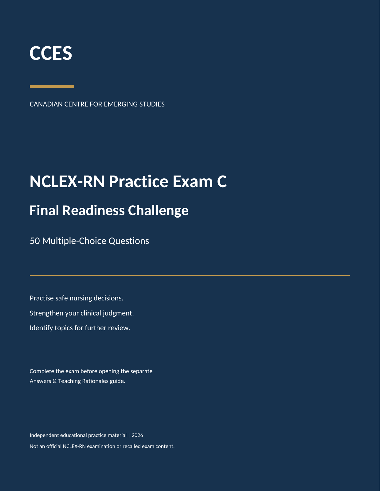 Product image for  NCLEX-RN Practice Exam C - Final Readiness Challenge