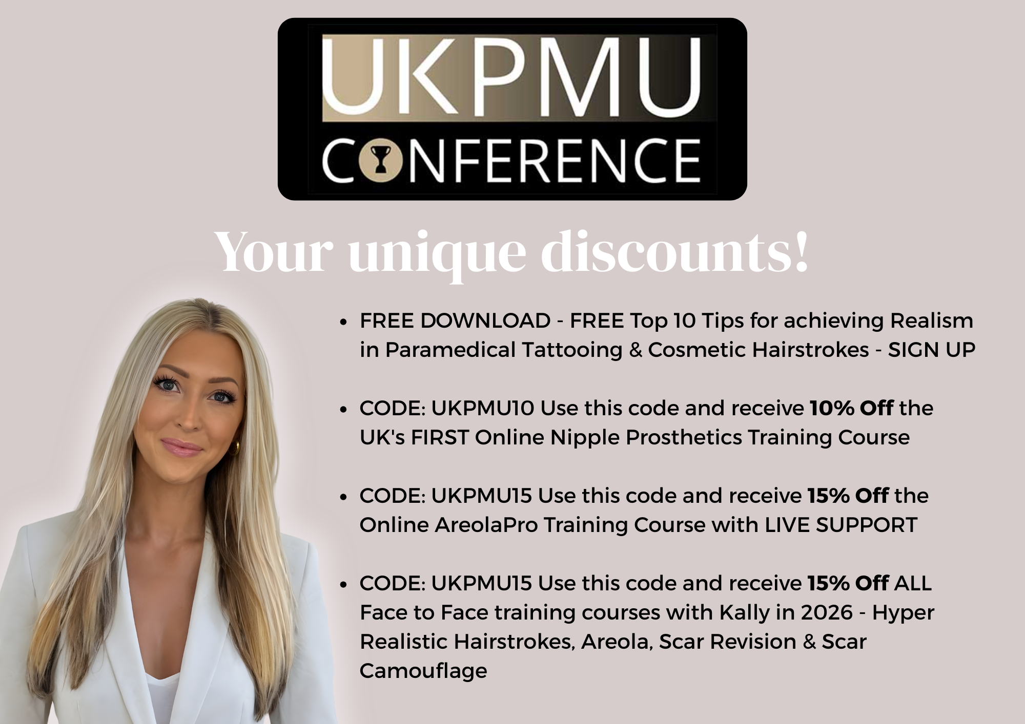 Product image for UK PMU Conference Discount Codes on Training courses
