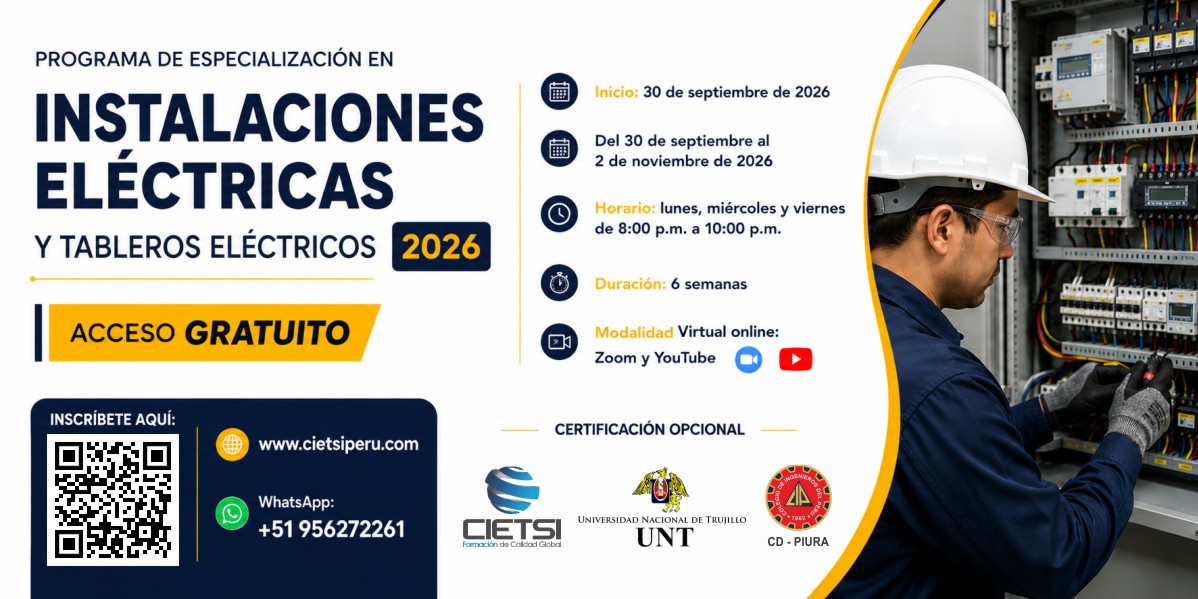 Imagen de producto para PROGRAMA GRATUITO DE ESPECIALIZACIÓN EN INSTALACIONES ELÉCTRICAS Y TABLEROS ELÉCTRICOS 2026