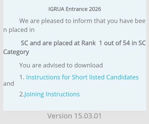 IGRUA result Rank 1 SC