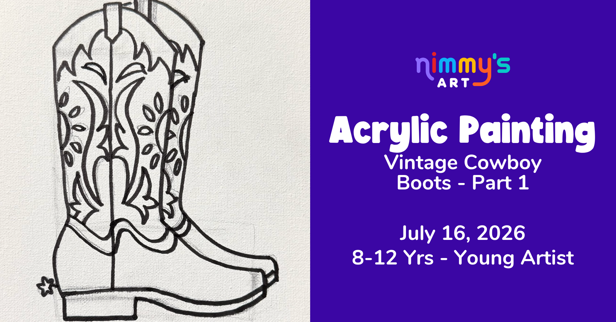 Product image for Acrylic Painting - Vintage Cowboy Boots - Part 1