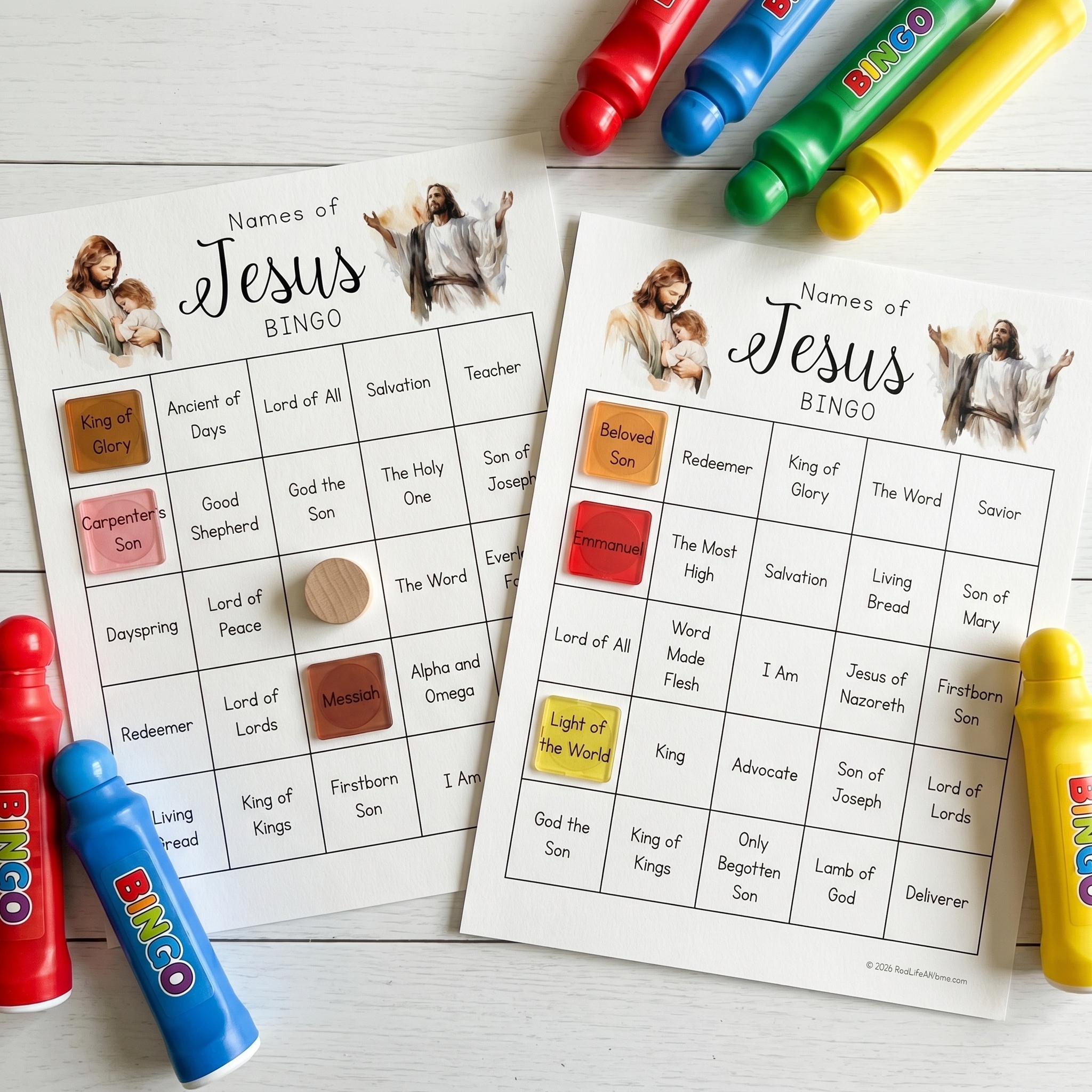 Names of Jesus Bingo Cards Printable Set