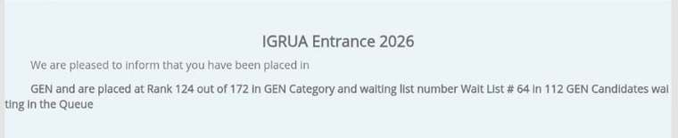 IGRUA result waiting list Rank 124