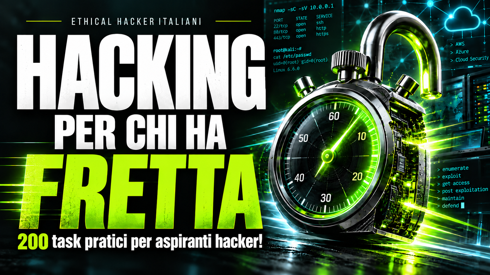 Immagine del prodotto per 1 - *APPENA USCITO* Hacking per chi ha fretta...200 Task Pratici per Aspiranti Hacker!