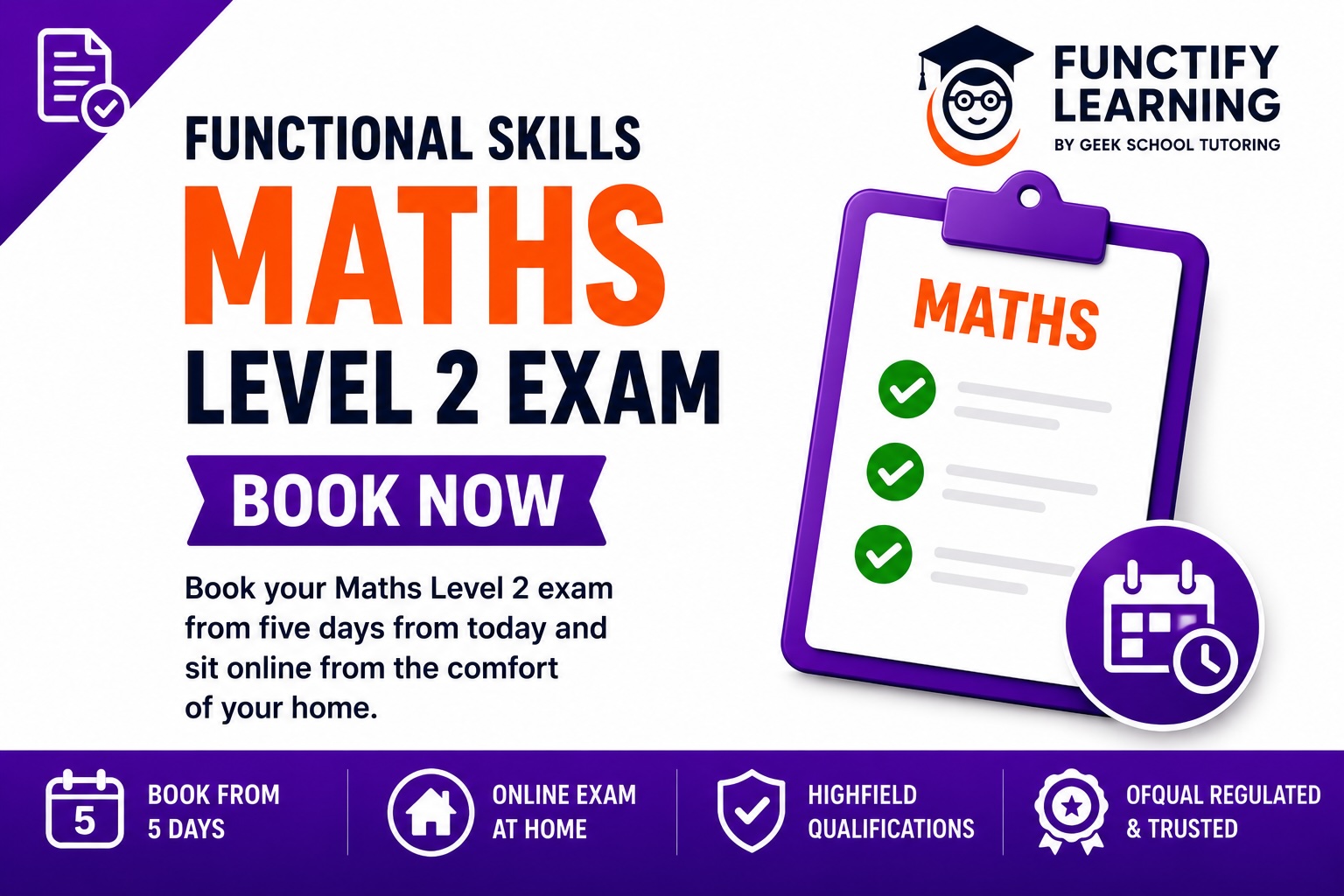 Product image for Functional Skills Maths Level 2 Exam - Book Now